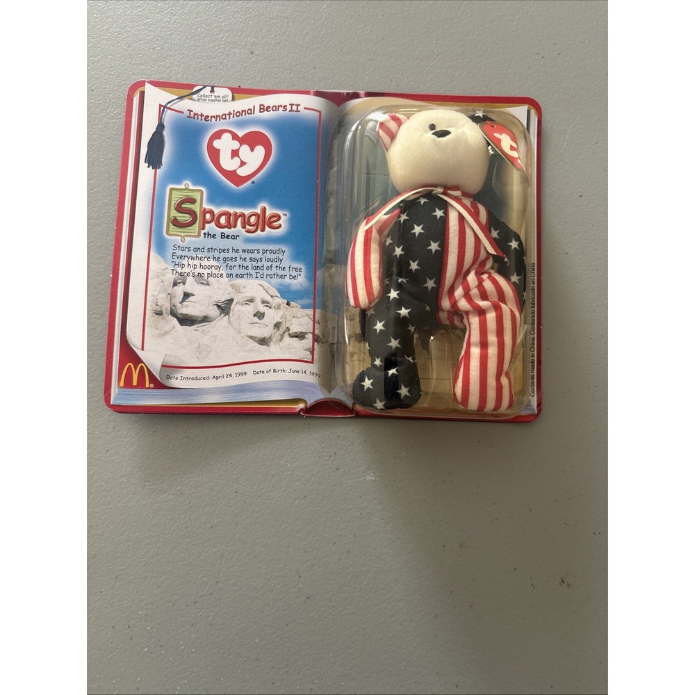 TY Rare Beanie Baby "Spangle" The Bear 1999 With White Face